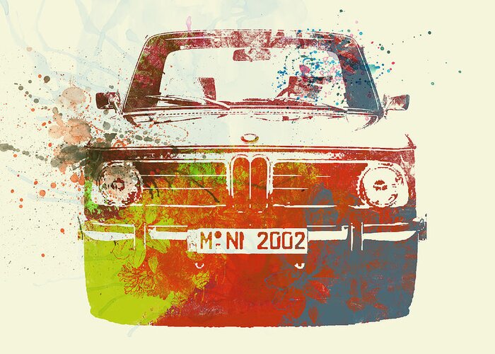 Bmw 2002 Greeting Card featuring the painting BMW 2002 Front Watercolor 2 by Naxart Studio