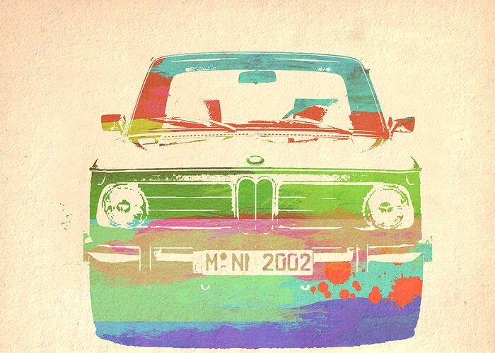 Bmw 2002 Greeting Card featuring the painting BMW 2002 Front Watercolor 3 by Naxart Studio