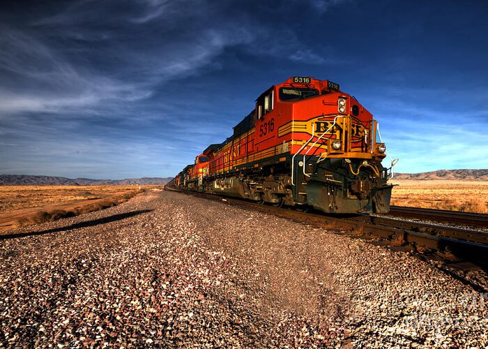 American Freight Train Greeting Card featuring the photograph Arizona Power by Rob Hawkins