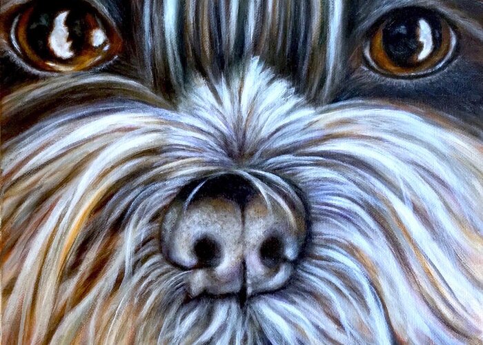 Shih Tzu Greeting Card featuring the painting Bo by Dr Pat Gehr