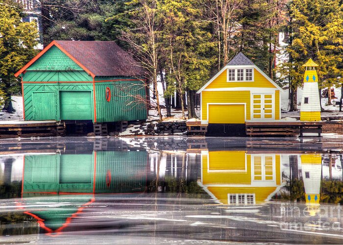 Adirondacks Greeting Card featuring the photograph Boathouse Reflections by Rod Best