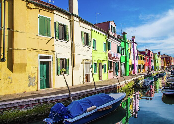 Burano Greeting Card featuring the photograph Boats in Burano by Darryl Brooks