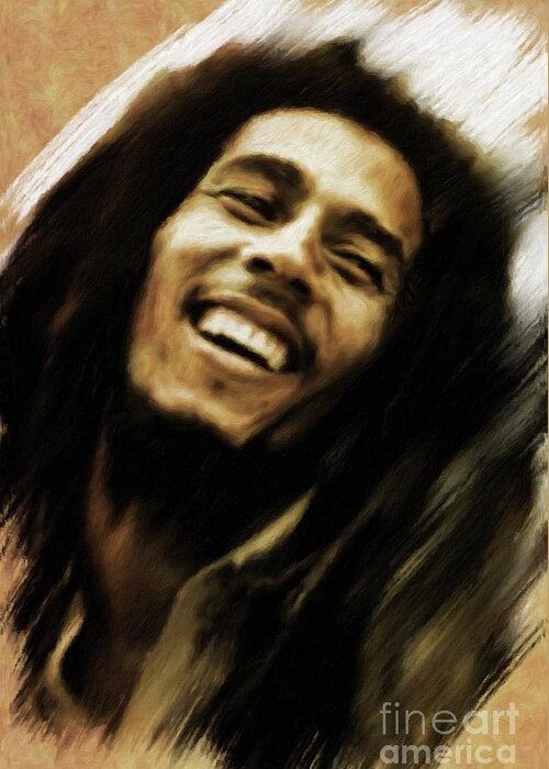 Bob Greeting Card featuring the painting Bob Marley, Music Legend by Esoterica Art Agency