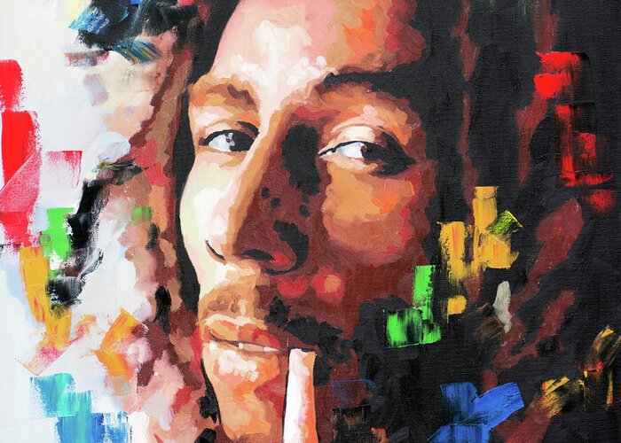 Bob Marley Greeting Card featuring the painting Bob Marly III by Richard Day