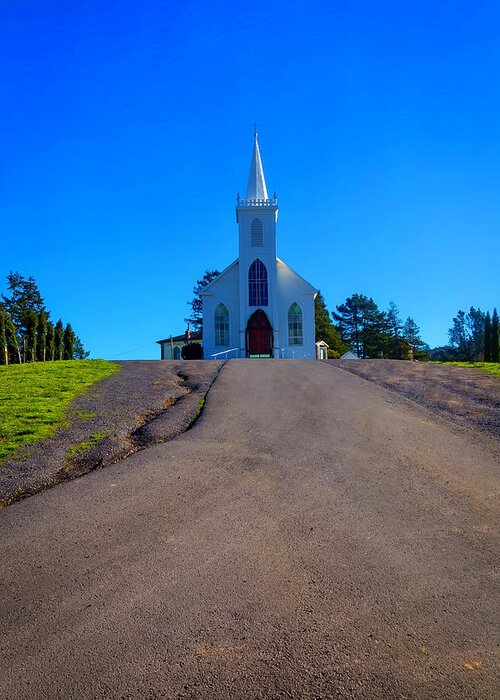 Church St. Teresas Of Avila Greeting Card featuring the photograph Bodega Church At Top Of Hill by Garry Gay