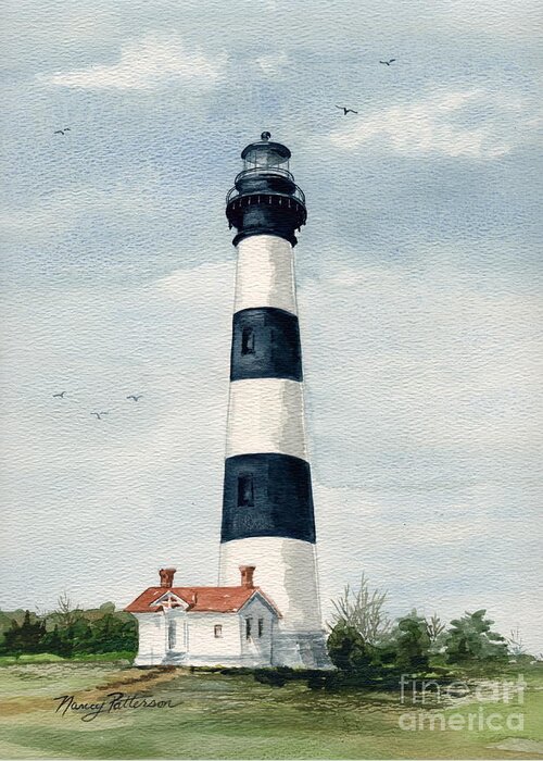 Bodie Island Lighthouse Greeting Card featuring the painting Bodie Island Lighthouse by Nancy Patterson