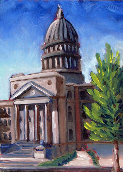 Boise Greeting Card featuring the painting Boise Capitol Building 01 by Kevin Hughes