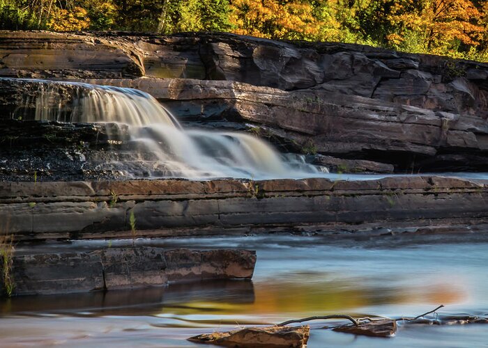 Michigan Waterfall Greeting Card featuring the photograph Bonanza Falls - Big Iron River, Silver City, MI by William Christiansen