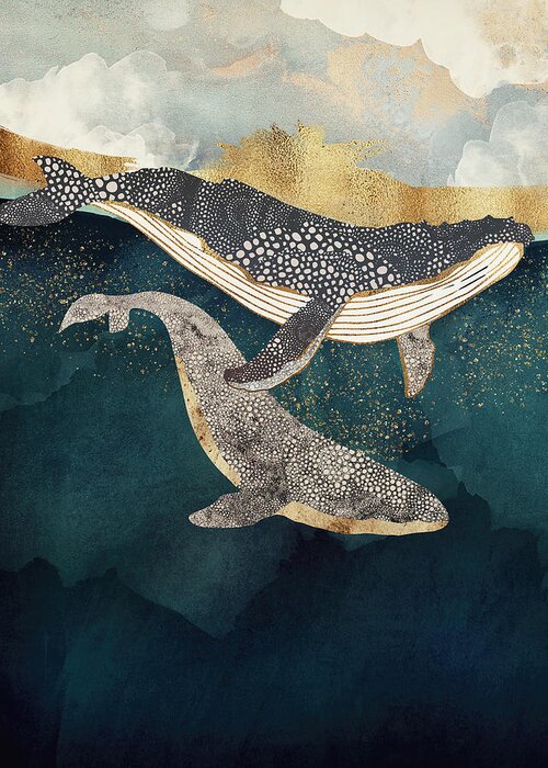 Whale Greeting Card featuring the digital art Bond II by Spacefrog Designs