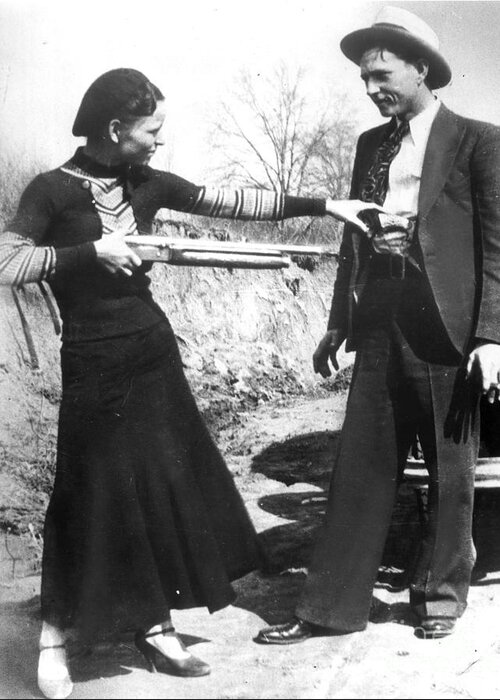 1933 Greeting Card featuring the photograph Bonnie And Clyde, 1933 by Granger