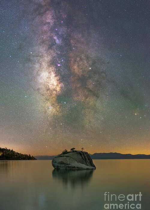 Bonsai Rock Greeting Card featuring the photograph Bonsai Rock Milky Way by Michael Ver Sprill