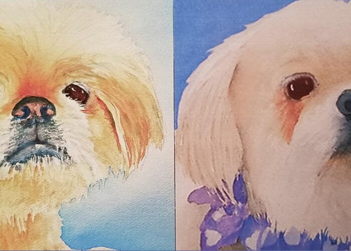Baxter Booboo Greeting Card featuring the painting BooBoo Baxter H by Judy Mercer