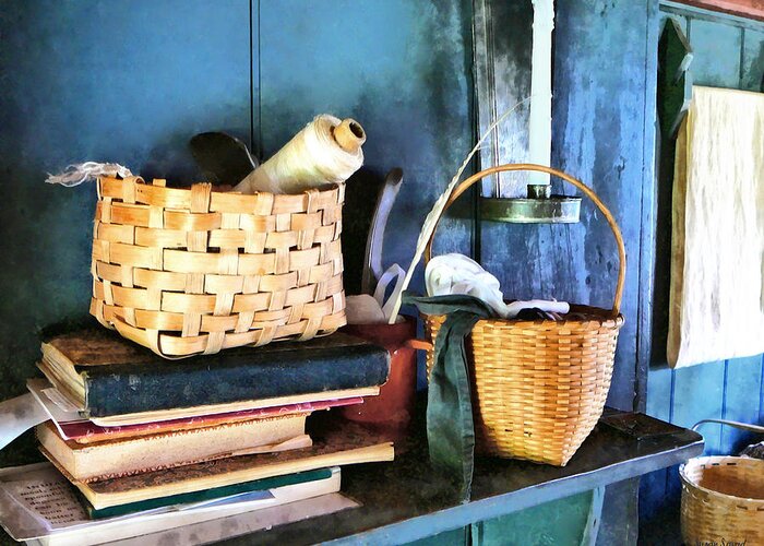 Americana Greeting Card featuring the photograph Books and Baskets by Susan Savad