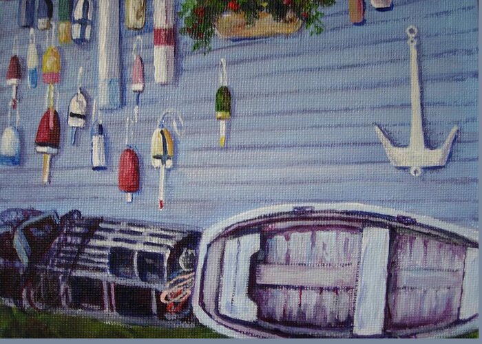 Maine Greeting Card featuring the painting Boothbay Markers by Bonita Waitl