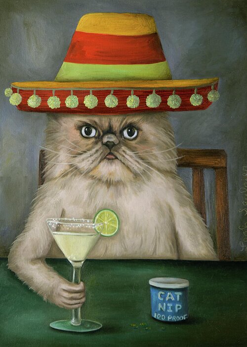 Cat Greeting Card featuring the painting Boozer 3 by Leah Saulnier The Painting Maniac