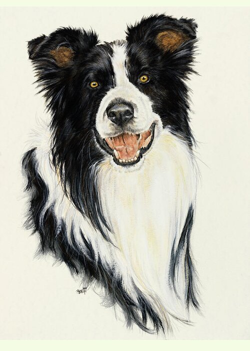 Collie Greeting Card featuring the painting Border Collie in Watercolor by Barbara Keith