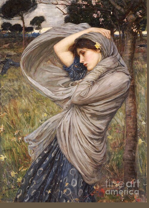 Boreas Greeting Card featuring the painting Boreas by John William Waterhouse