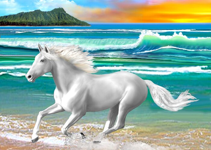 Arabian Horse Greeting Card featuring the digital art Born Free by Glenn Holbrook
