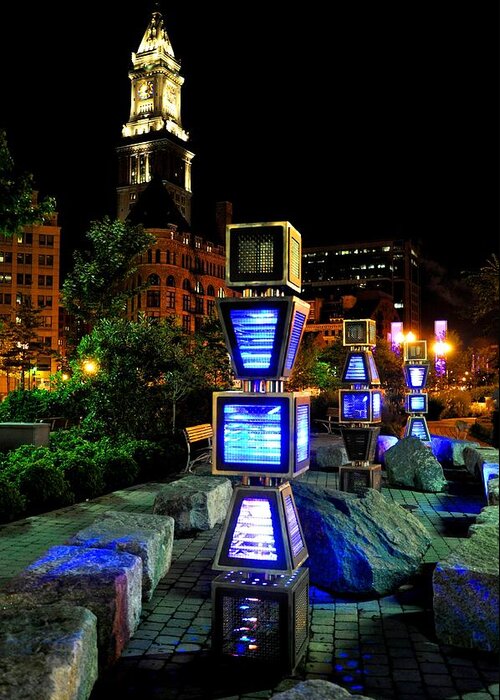 Boston Greeting Card featuring the photograph Boston Jetson Lights 1 by Andrew Dinh