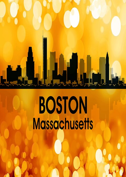 Boston Greeting Card featuring the digital art Boston MA 3 Vertical by Angelina Tamez