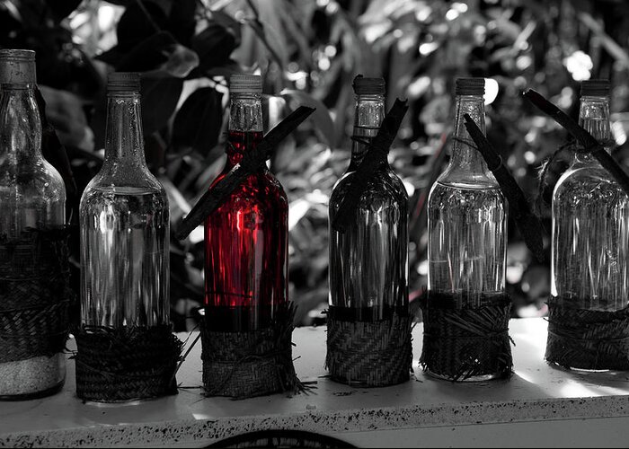 Eden Project Greeting Card featuring the photograph Bottles in a Row No. 4 by Helen Jackson