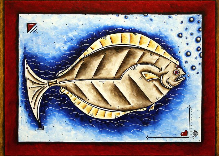 Art Greeting Card featuring the painting BOTTOM OF THE SEA CREATURE Original MADART Painting by Megan Aroon