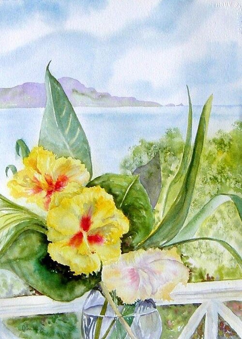 Flowers Greeting Card featuring the painting Bounty on the Balcony by Diane Kirk