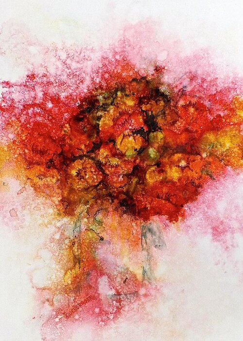 Watercolor Greeting Card featuring the painting Bouquet in Red by Carolyn Rosenberger