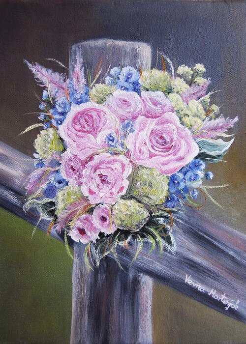 Bouquet Greeting Card featuring the painting Bouquet by Vesna Martinjak