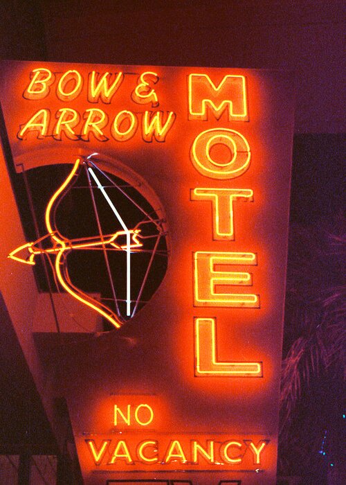 Bow Greeting Card featuring the photograph Bow and Arrow Motel by Matthew Bamberg