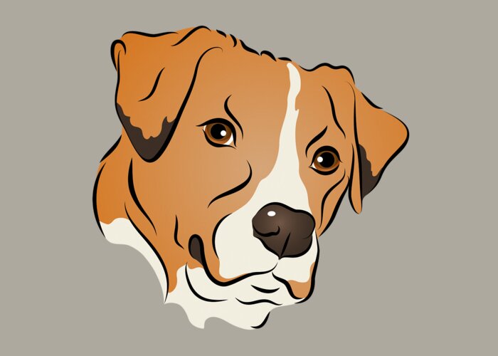 Graphic Dog Greeting Card featuring the digital art Boxer Mix Dog Graphic Portrait by MM Anderson
