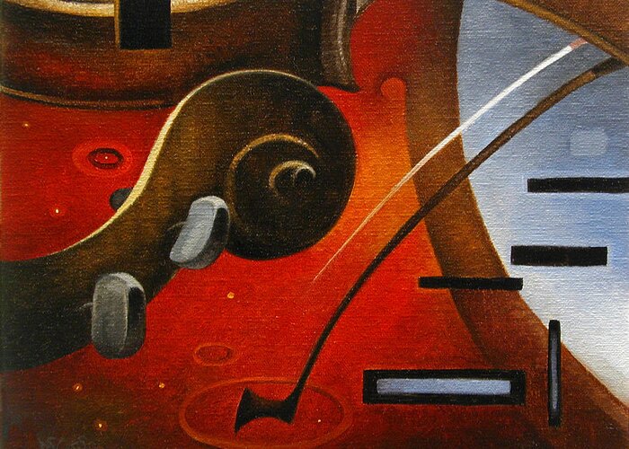 Abstract Violin Fiddle Classical Classical Music Piano Fine Art Abstract Art Contemporary Greeting Card featuring the painting Brambach and Pfretzner No 4 by T S Carson