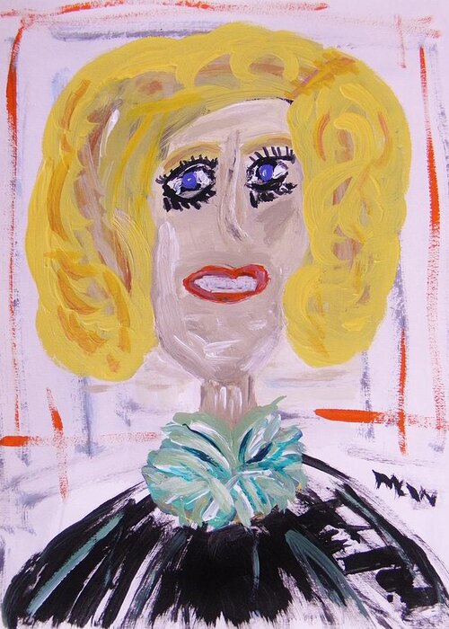 Girl Greeting Card featuring the painting Brash Blond by Mary Carol Williams
