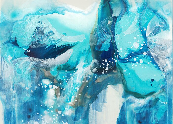 Abstract Greeting Card featuring the painting Brave Depths by Claire Desjardins