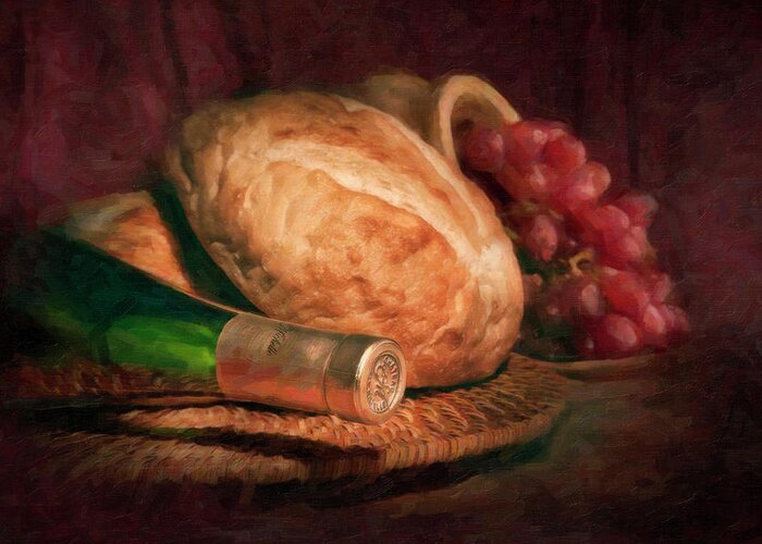 Bottle Greeting Card featuring the photograph Bread and Wine by Tom Mc Nemar