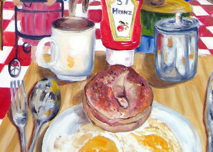 Still Life Greeting Card featuring the painting Breakfast at the Deli by Lisa Boyd