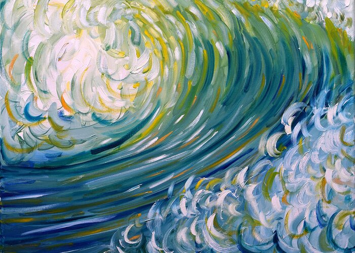 Wave Greeting Card featuring the painting Breaking Wave by Pete Caswell
