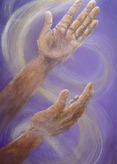 Hands Greeting Card featuring the painting Breath of Heaven by Deborah Smith