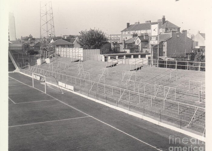  Greeting Card featuring the photograph Brentford - Griffin Park - Ealing Road End 1 - September 1968 by Legendary Football Grounds