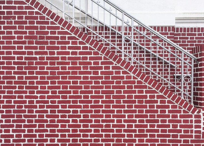 Wall Greeting Card featuring the photograph Brick wall and stairs by Erik Burg