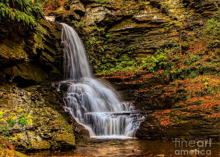 Autumn Greeting Card featuring the photograph Bridesmaid Falls- Bushkill Pa by Nick Zelinsky Jr