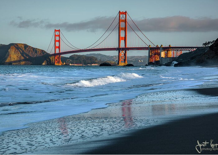 Beach Greeting Card featuring the photograph Bridge and Waves by Janet Kopper