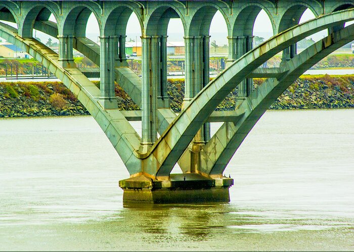 Topaz Greeting Card featuring the photograph Bridge at Gold Beach by Dale Stillman