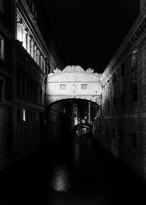 Venice Greeting Card featuring the photograph Bridge of Sighs at Night by Andrew Soundarajan