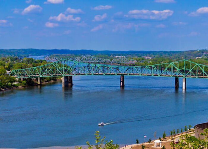 Movid Studios Greeting Card featuring the photograph Bridge on the Ohio River by Jonny D