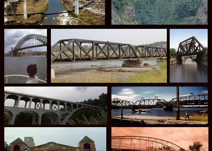 Bridges Greeting Card featuring the digital art Bridges by Cathy Anderson