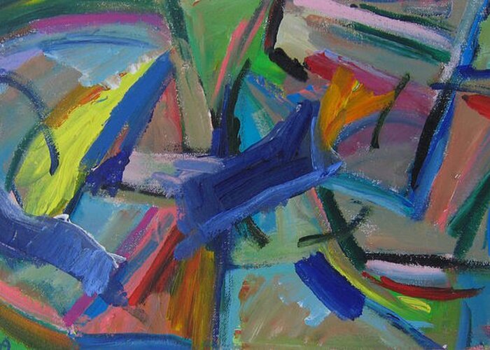 Abstract.expressionist Greeting Card featuring the painting Bridges by Marlene Robbins