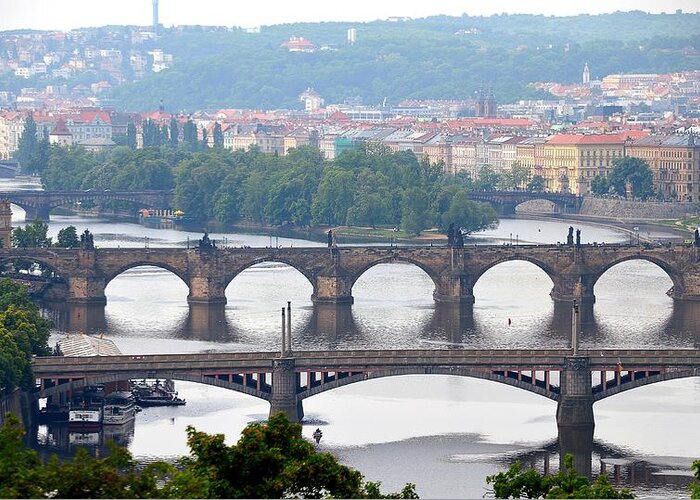Prague Greeting Card featuring the photograph Bridges of Prague by Steven Richman