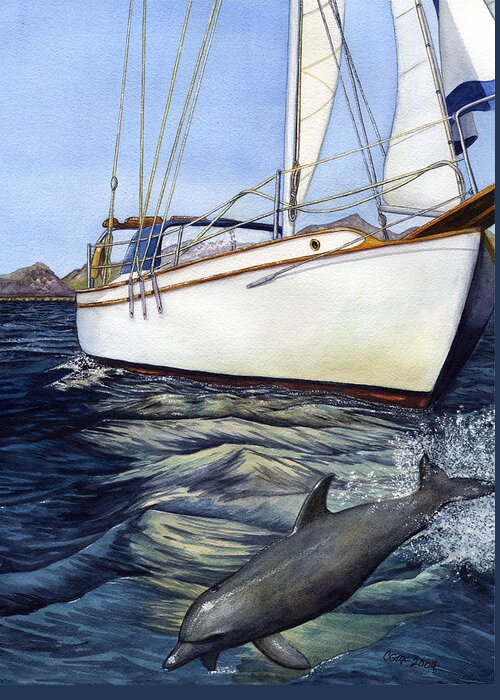 Sailing Greeting Card featuring the painting Brief Encounter by Catherine G McElroy