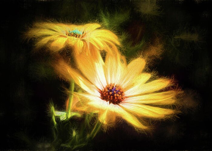 Yellow Greeting Card featuring the digital art Brightest Sun Shining by Celso Bressan